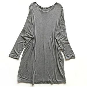 Bryn Walker Women's Gray Striped Alanna Tunic Long Sleeve Shirt Dress Size‎ M